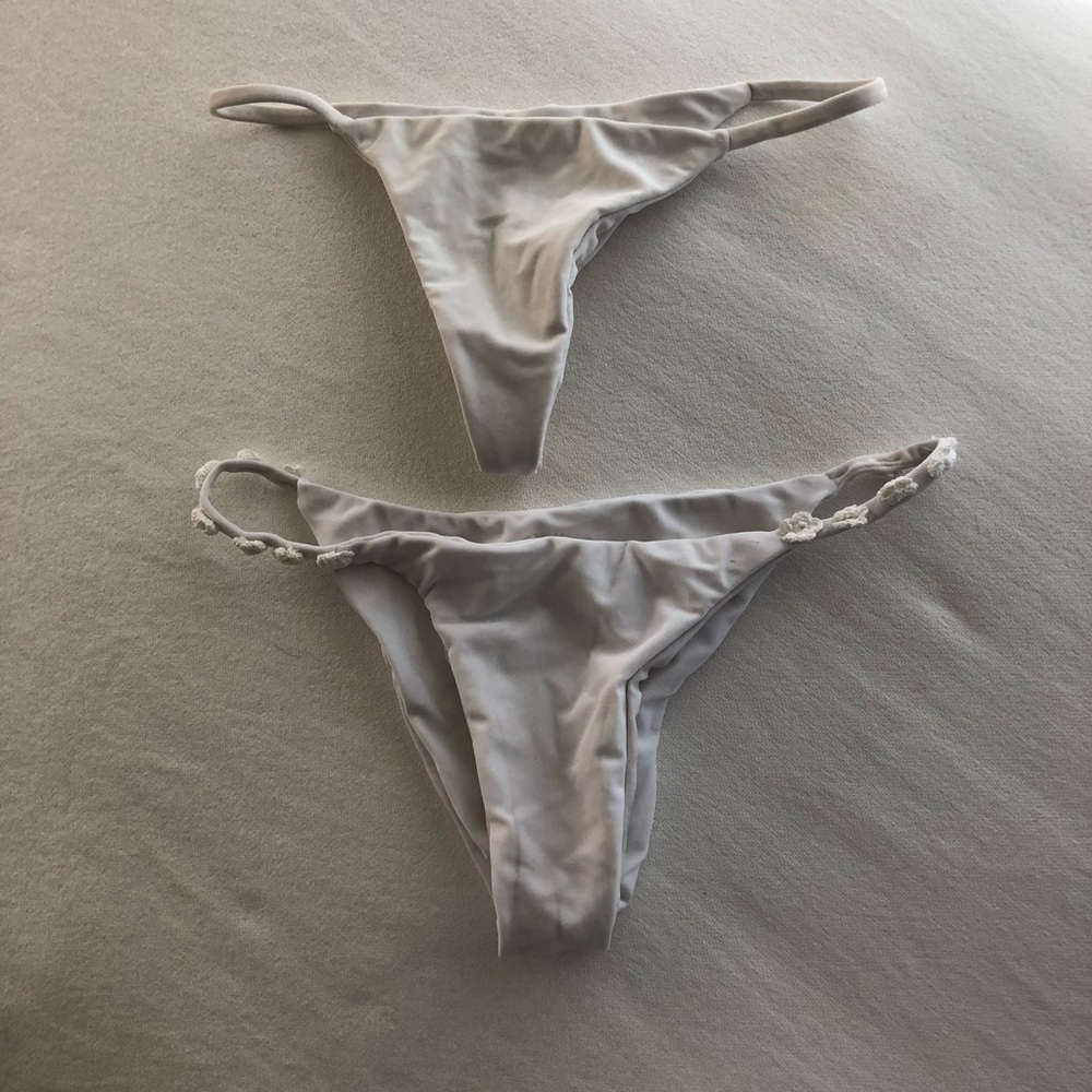 White bikini bottoms old separately